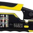 Klein Tools VDV226-110 Ratcheting Modular Data Cable Crimper / Wire Stripper / Wire Cutter for RJ11/RJ12 Standard, RJ45 Pass-Thru Connectors