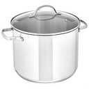 Amazon Basics Stainless Steel Induction Compatible Stock Pot with Glass Lid, Oven Safe, Dishwasher Safe, Sturdy, 8 Quart, Silver