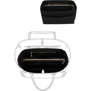 LEXSION Felt Insert Bag Organizer Bag In Bag For Handbag Purse Organizer Fits Speedy Neverful (Large, 2-Black)