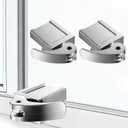 2 Pack Sliding Window Locks, Adjustable Security for Vertical & Horizontal Windows, Easy Install, Fits 1/16 inch to 7/8 inch Wide Rail, Enhanced Safety for Home & Office (Silver)