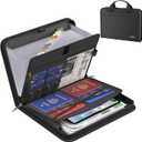 ENGPOW Accordion File Organizer, Fireproof Expanding File Folder with 13 Pockets Document Organizer with Handle & Labels, Portable Home Travel Safe Storage for Letter A4 Files and More, Black