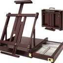 MEEDEN Studio Sketchbox Table Easel with Metal Lined Drawer - Adjustable Solid Beech Wood Tabletop Easel & Sketchbox Artist Easel with Storage, for Studio or Plein Air - Holds Max 34", Walnut