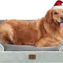 EHEYCIGA Orthopedic Dog Beds for Extra Large Dogs, Waterproof Memory Foam XL Dog Bed with Sides, Non-Slip Bottom and Egg-Crate Foam Big Pet Couch Bed with Washable Removable Cover, Greyish Green (44.0"L x 32.0"W x 6.5"Th)