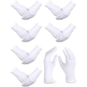 SATINIOR 6 Pairs White Gloves Uniform Parade Costume Gloves for Police Server Funeral Formal Tuxedo Guard