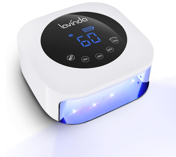 Lavinda UV LED Nail Lamp, Cordless Nail Lamp 54W Rechargeable Nail Dryer Gel Polish Light with Large LCD Display, Professional Gel Curing Lamp with 4 Timer Setting Auto Sensor for Salon and Home