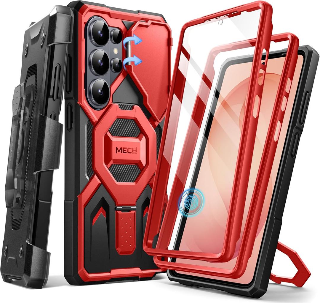 TONGATE Magnetic Stand for Samsung Galaxy S26 Ultra Case, Compatible with Magsafe, [Camera Cover & 2 Front Frames][Military Drop Protection] S26 Ultra Case Built-in Screen Protector & Belt Clip, Red