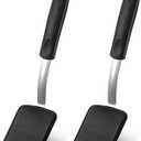 Silicone Cookie Spatula Turner 2 Pack Mini Brownie Spatula Flexible Kitchen Small Silicone Turner for Nonstick Cookware Heat Resistant No Scratch Flipper for Egg Pancake(Black)
