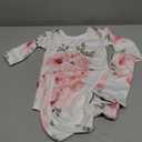 Baby Knotted Gown Newborns 0-6 Months, Soft Breathable Newborn Sleeper Gowns, Baby Girl Coming Home Outfit Essential Gift Watercolor Floral with Headband Set