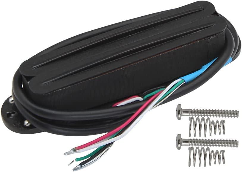 FLEOR Alnico 5 Hot Dual Rail Humbucker Single-Coil-Sized Pickup 9-10K Humbucker Pickup, Full Black