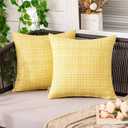 MIULEE Outdoor Waterproof Throw Pillow Covers Decorative Farmhouse Water Resistant Cushion Covers for Tent Patio Garden Couch Sofa Pack of 2, 24x24 Inch Yellow