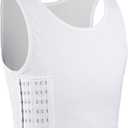 XUJI FTM Transgender Elastic Breathable Half Chest Binder (White, M)
