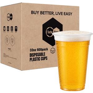 Turbo Bee Disposable Clear Plastic Cups, 32 OZ, 600 Sets (No Lids), 600 pack