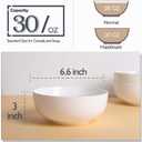 DELLING 30 Oz Porcelain Soup Bowls Set of 6 - Large White Ceramic Deep Serving Bowls for Kitchen, Pasta Salad Rice Oatmeal Cereal, Microwave Dishwasher Oven Safe, Stackable