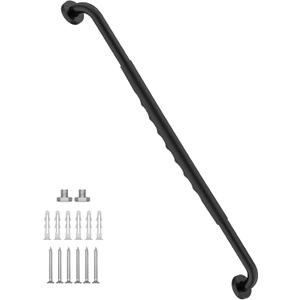 36 Inch Shower Grab Bar w/Anti Slip Rubber Grip, Munzong Black Stainless Steel Bathroom Grab Bar, Bathroom Balance Bar, Safety Handrail Support, Handicap Injury Elderly Senior Assist Bath Handle