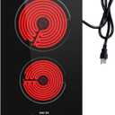 12" Ceramic Cooktop with 120V Plug, Electric Cooktop 1700W 2-Burner, Touch Control with Timer & Child Lock, Built-in or Countertop