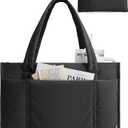 BAGSMART Tote Bag for Women, 2Pc Puffer Tote Bag with Zipper, Quilted Work Tote Teacher Bag Shoulder Handbag | Beach Tote, Diaper Bag Tote, for Travel, Gym, Lightweight, Fit 15.6" Laptop, 21L Medium Tote
