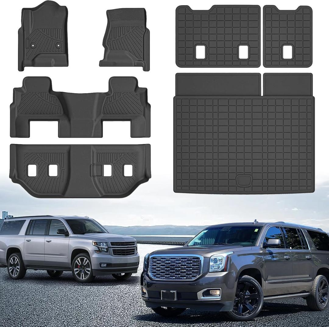 Floor Mats & Cargo Liner Fit for 2015-2020 Chevrolet Suburban/GMC Yukon XL(7seats),All Weather Protection TPE, Anti-Slip Floor Mats & Cargo Liner Accessories