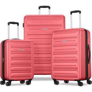 American Tourister Westridge Hardshell Luggage Set - 3 Piece Set - 20" Carry-On, 24 & 28 Checked Luggage Set with Spinner Wheels - Expandable Hard Suitcases for Travel - Hard ABS Shell - Coral
