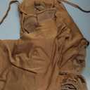 Women's Long Sleeve Mesh Dress - Bodycon Off Shoulder Mesh Ruched Cocktail Club Maxi Dresses (Large, Brown)