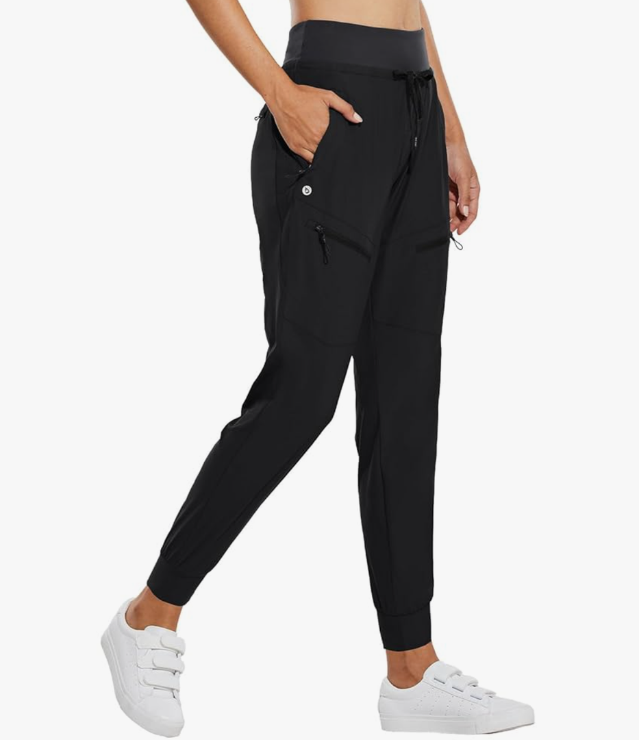 baleaf Women's Joggers Lightweight Hiking Pants High Waist 5 Zipper Pockets Quick Dry Travel Athletic UPF50+ , Size L