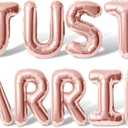 Letter Balloons - JUST MARRIED 16" Inch Alphabet Letters Foil Mylar Balloon Wedding Party Banner (Rose Gold)