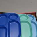 shopwithgreen Bamboo Divided Plates for Kids Adults - Dinnerware Set for Toddlers Kids Children Baby, Toddler Dinner Plates, BPA Free, Stackable, Dishwasher Safe, 9.4 inch, Set of 4 (Blue)