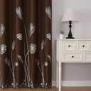 Estelar Textiler Brown Blackout Curtains 63 Inches Long, Room Darkening Curtains for Bedroom, Thermal Insulated Drapes with Silver Foil Print Palm Leaf Pattern for Living Room, 52Wx63L, 2 Panels