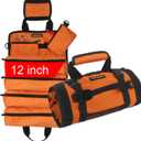 Tool Bag Roll Up 4 Large Zipper pockets 2 detachable pockets for Hand Tools and Small Hardware Organizer Orange Roll Up Tool Bag for Car 13 in