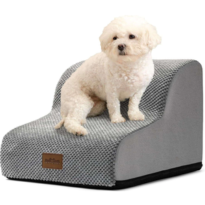 COZY KISS Dog Stairs for Small Dogs, High Beds & Couch, Pet Ramp, 2-Step Grey Two Steps