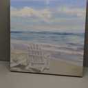 The Stupell Home Décor Collection White Adirondack Chairs on The Beach Painting Stretched Canvas Wall Art, 24 x 24, Multi-Color