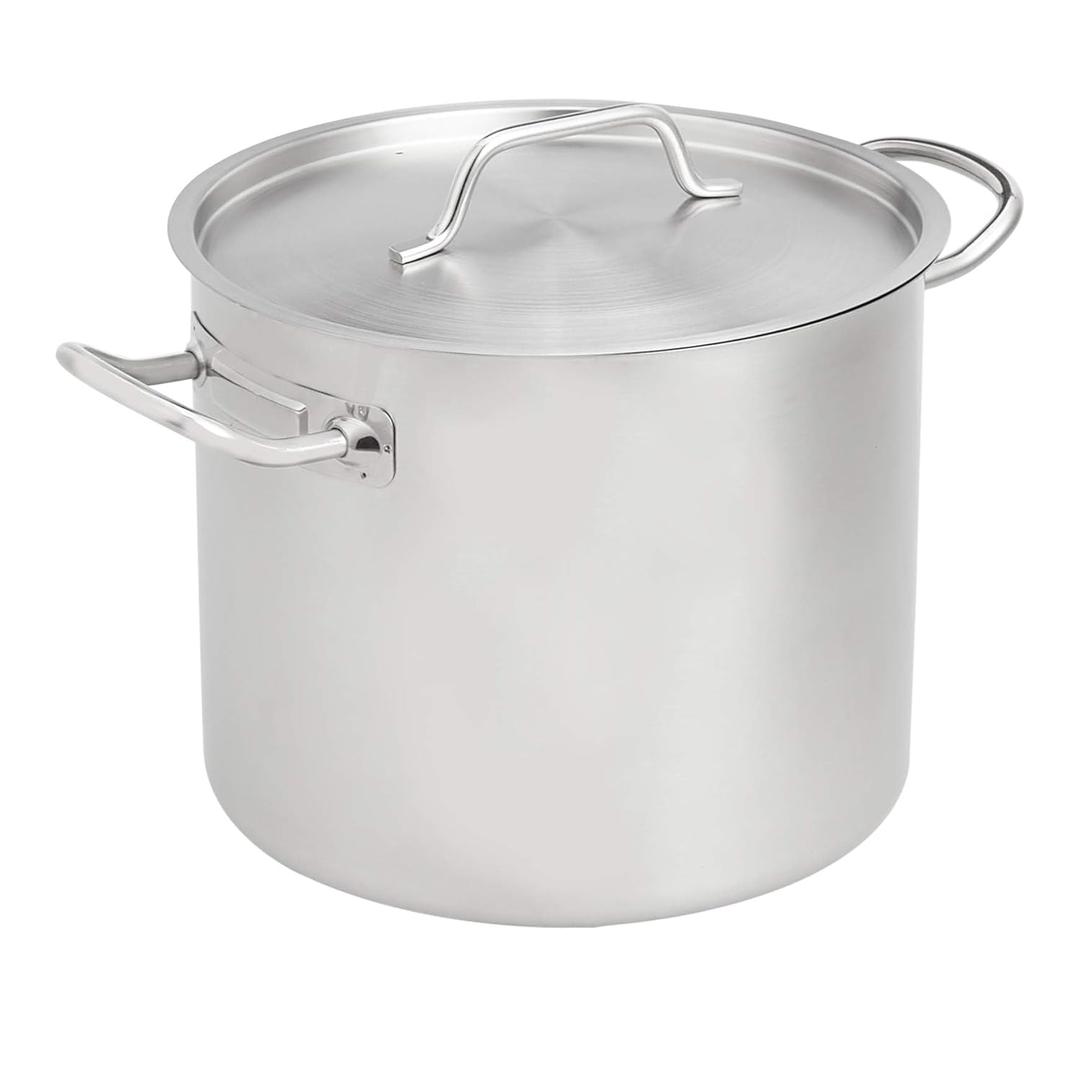 Amazon Basics 12 quarts Stainless Steel Aluminum-Clad Stock Pot with Cover