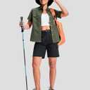 Haimont Women's 7 Inch Hiking Cargo Shorts with Belts Elastic Waist Nylon Quick Dry Water Resistant Camping Travel Trekking (Black, M)