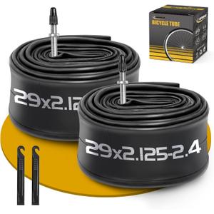2 Pack 29 Inch Bike Tube, 29" Bicycle Tube for 29 x 2.125/2.2/2.25/2.3/2.35/2.4 Bike Tire, Butyl Rubber Inner Tube with 2 Tire Levers for Mountain MTB Bike