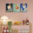 Vintage Cocktail Canvas Wall Art Set of 3, Retro Dirty Martini Bar Cart Wall Decor Paintings, Preppy Alcohol Aesthetic Posters Prints Pictures for Bar College Girls Apartment Dorm 12x16 Inch Framed, 16L"x12W"