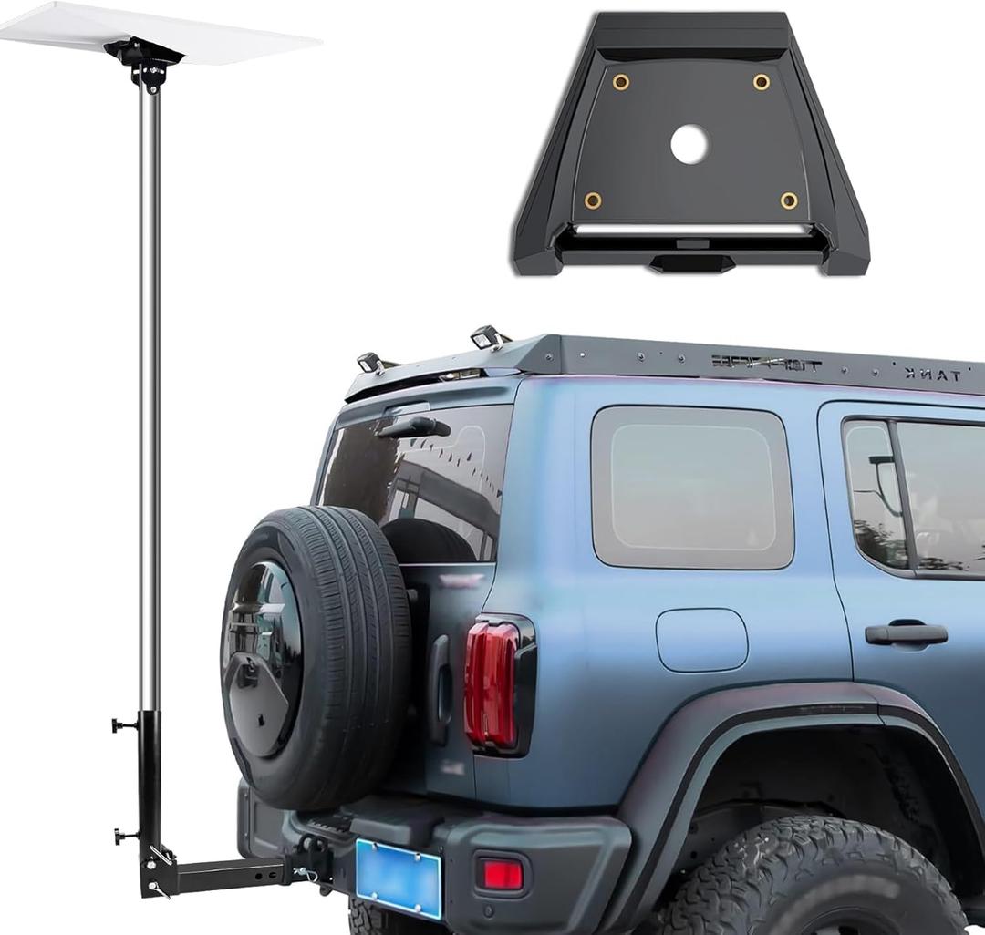 Starlink Gen 3 Pole Mount, Ybervont Starlink Trailer Hitch Mounting Kit, Fits 2 in Square Receiver Tube Opening, with 100 in Stainless Steel Removable Mast, Starlink RV Mount with Gen 3 Pipe Adapter