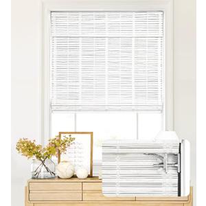 LazBlinds No Tools No Drill Cordless Bamboo Roman Shades, Light Filtering Window Treatment, Roll Up Bamboo Blinds for Windows 30'' W x 64'' H, Whitewash T