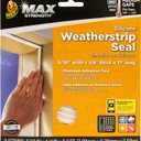 Duck MAX Strength Silicone Weatherstrip Seal, Self-Adhesive Premium Weatherproofing, .3125-Inch x .25-Inch x 17 Feet Long Total, White, 1-Roll, 281209