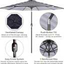 Blissun 10FT Outdoor Patio Umbrella, Outdoor Table Umbrella, Yard Umbrella, Market Umbrella with 8 Sturdy Ribs, Push Button Tilt and Crank