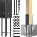 1 Pack Heavy Duty Stainless Steels U-Shape 4"x4"(Actual 3.5"x3.5") Wet Concrete Fence Post Holder, Psot Base, for Fence, Deck Railing, Pergola Wood Post Bracket Anchor (Dark Grey)