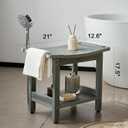 HDPS Shower Bench for Inside Shower, Gray Waterproof Shower Stool for Shaving Legs, Poly Lumber Shower Chair Seat with Handles & Shower Head Holder, Bathroom Shower Foot Rest Stool with Storage Shelf