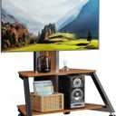 Heavy Duty Mobile TV Stand Rolling TV Cart with Wheels for 32-85 Inch Flat/Curved Led/LCD/OLED Portable Floor TV Stand with Wooden Shelves, Height Adjustable Holds up to 220lbs,Max VESA 600 x400mm