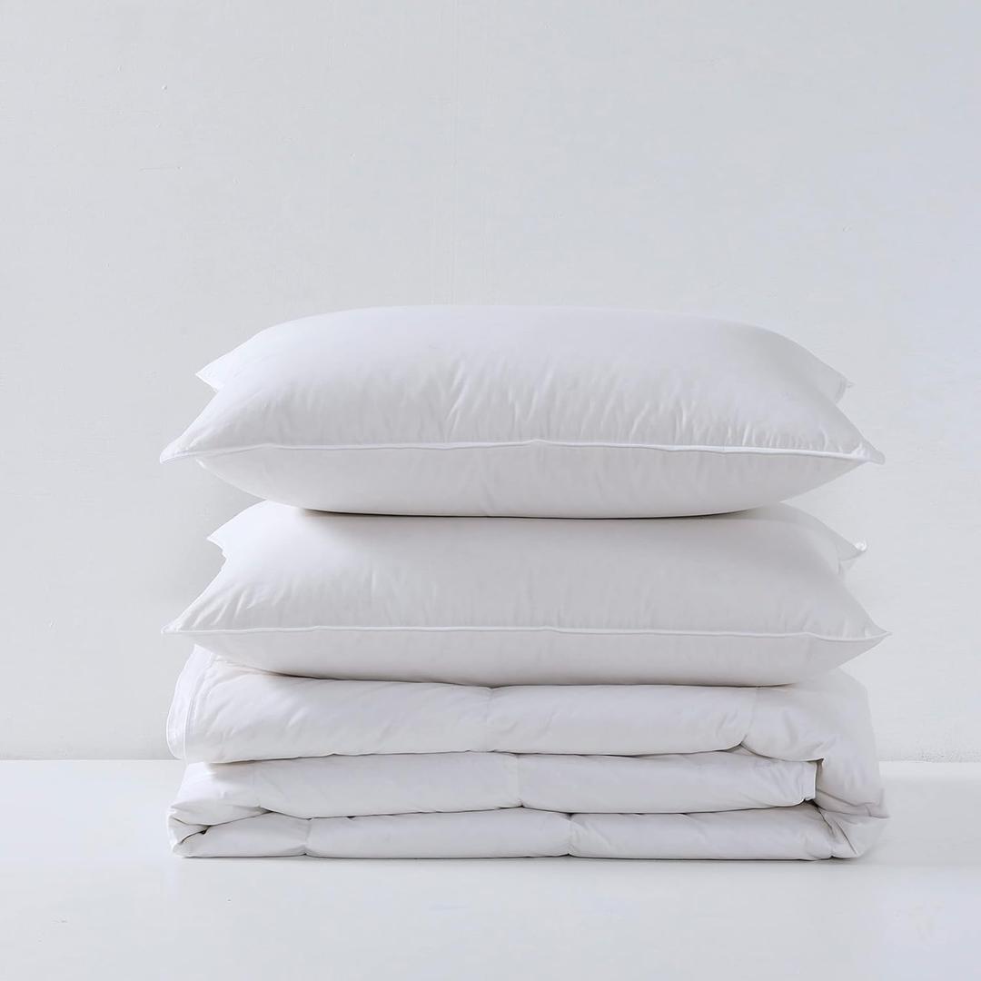 Cuddledown Dreamstead All Season Comforter and Pillow Set | Duck Down | 100% Cotton Shell | Duvet Insert and Pillow | Twin