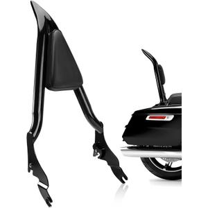 09-25 One-Piece Passenger Backetst Sissy Bar Fits Harley Street Glide Road Glide Electra Glide Road King Electra Models, Gloss black