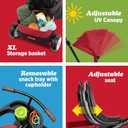 Radio Flyer City 4-in-1 Stroll 'N Trike, Red, for Riders 1-5 Years Old, 4 Riding Modes, 3 Point Harness with Comfort Pad, Parent Controlled Steering, Rear Storage, Stroller Tricycle for Toddlers