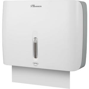 Paper Towel Dispenser Wall Mount Commercial with Lock 1 Pack,Universal Multifold Tri Fold Paper Hand Towels Holder,Compact Toilet Tissue Dispensers for Bathroom Kitchen Office (White)