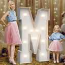 4FT Marquee Light Up Letters M,Party Decoration Large Marquee Light Up Letters with Weighted Water Bag,Pre-cut Foam Board Set Can Be Used for Birthdays,Weddings,Baby Anniversaries