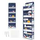 Clastyle Blue Space Over The Door Organizer Storage Planet Rocket 5 Shelves Closet Nursery Hanging Shelves Clothes Diaper Stuffed Animal Toy Storage for Newborn Baby Essential