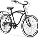 sixthreezero Around The Block Men's Beach Cruiser Bike, Hybrid Bicycle with Rear Rack (24 Inch / 7-speed)