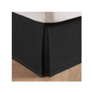 MIYE Pleated Waffle Weave Bed Skirt, Tailored Dust Ruffle 12 Inch Drop Easy Fit, Machine Washable (Black, Queen - 12" Drop) 