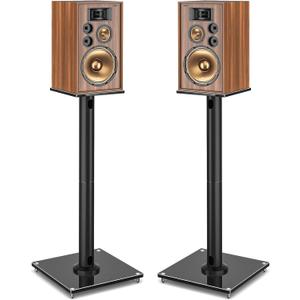 YOMT Universal Speaker Stands Pair for Surround Sound, 28 Inch Floor Speaker Stands with Cable Management Holds 22lbs Bookshelf Speaker Satellite Speaker, 1 Pair